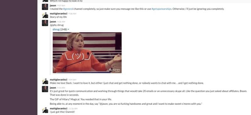 Jason Zook and Matt Giovanisci's First Slack Conversation