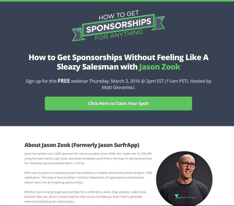 Get Sponsorships Pre-Launch Landing Page