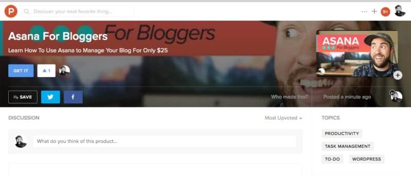 Asana for Bloggers on Product Hunt