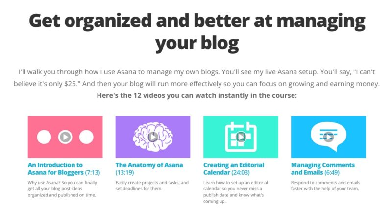 Sales copy changes to Asana for Bloggers landing page