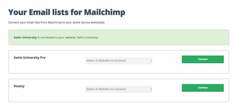 Connect your Mailchimp Lists to your Spruce Websites