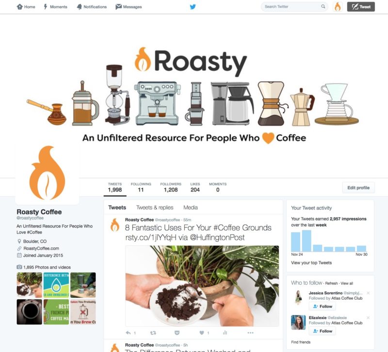 Roasty Coffee Twitter Account
