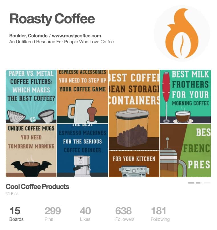 Roasty Coffee Pinterest Account