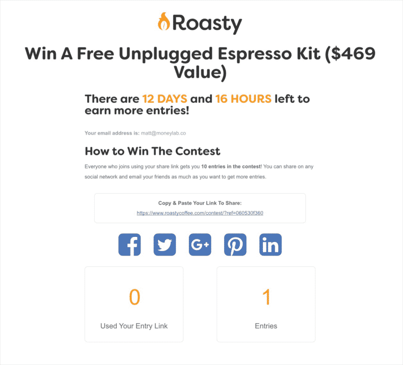 Roasty Contest Share Page