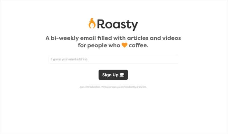 The New Roasty Coffee Homepage