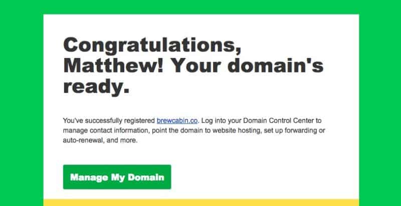 GoDaddy Domain for BrewCabin.co