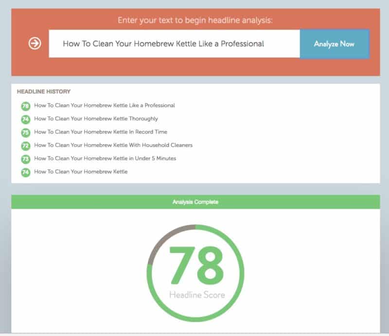 Headline Analyzer Score 78