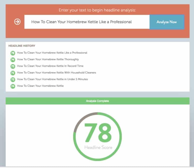 Headline Analyzer Score 78