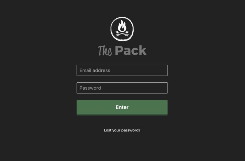 The Pack Login Page