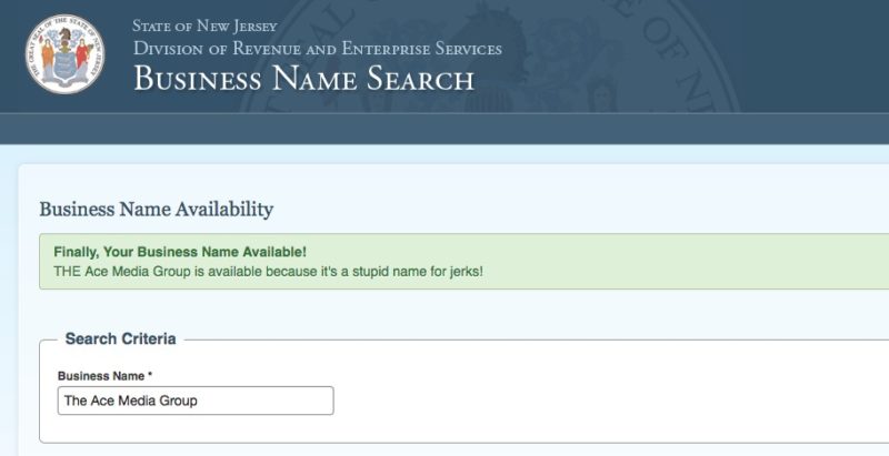 NJ Business Name Search