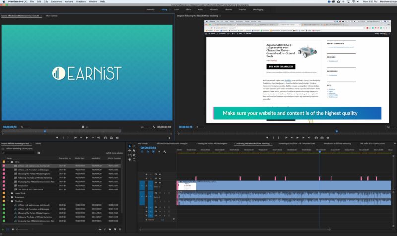 Editing Earnist Course Videos in Premiere