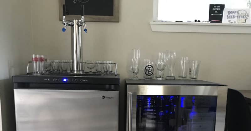 kegerator and beer fridge