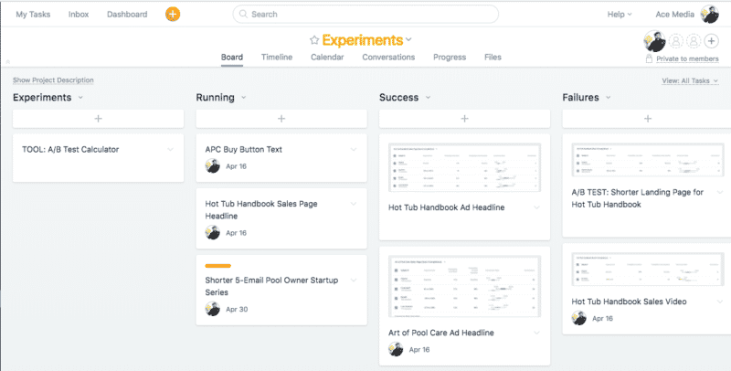 Experiment Tracking in Asana