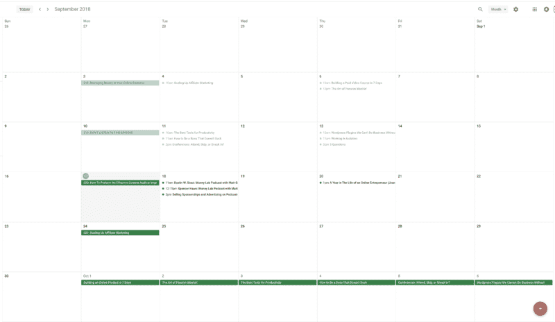 Money Lab Podcast Recording Calendar