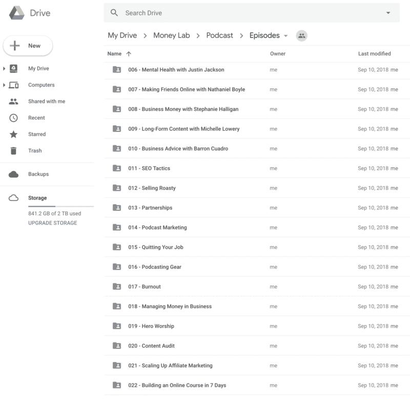 Money Lab Podcast Google Drive Folder Structure
