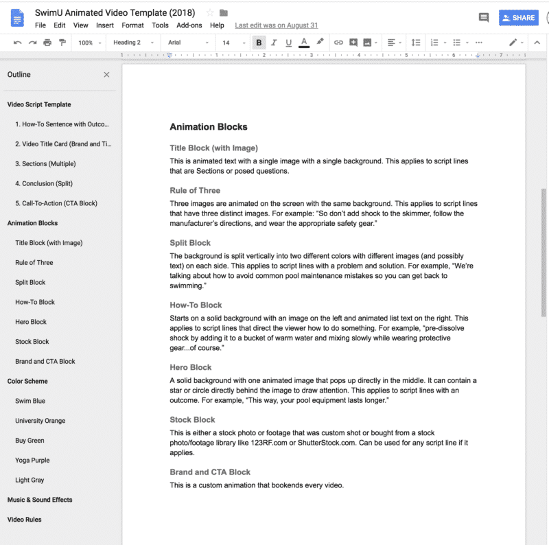 Video Blocks in a Google Doc