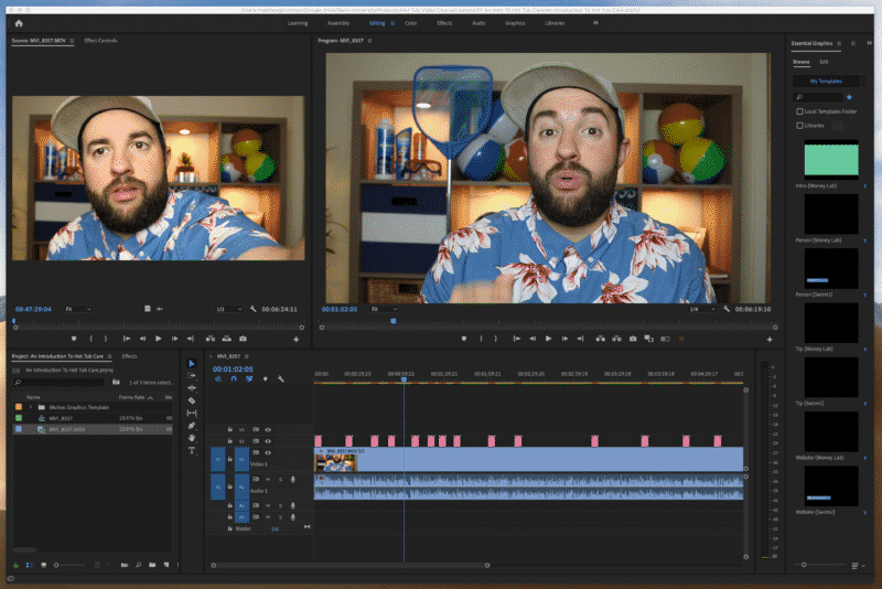 Editing video lessons in Premiere