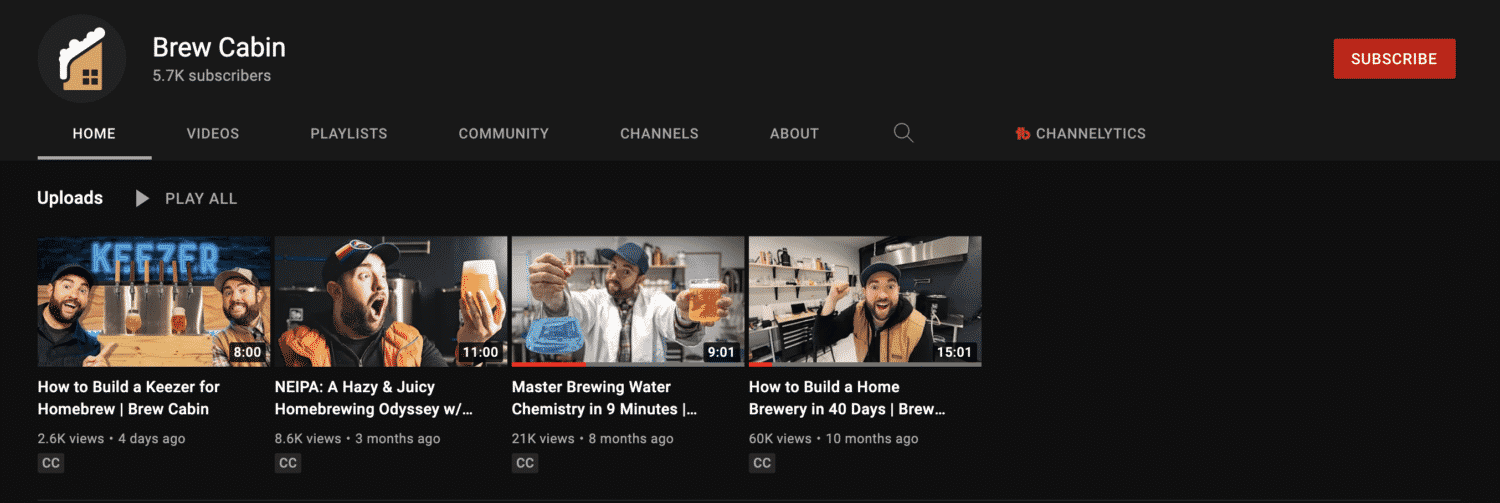 Brew Cabin YouTube Channel October 2021