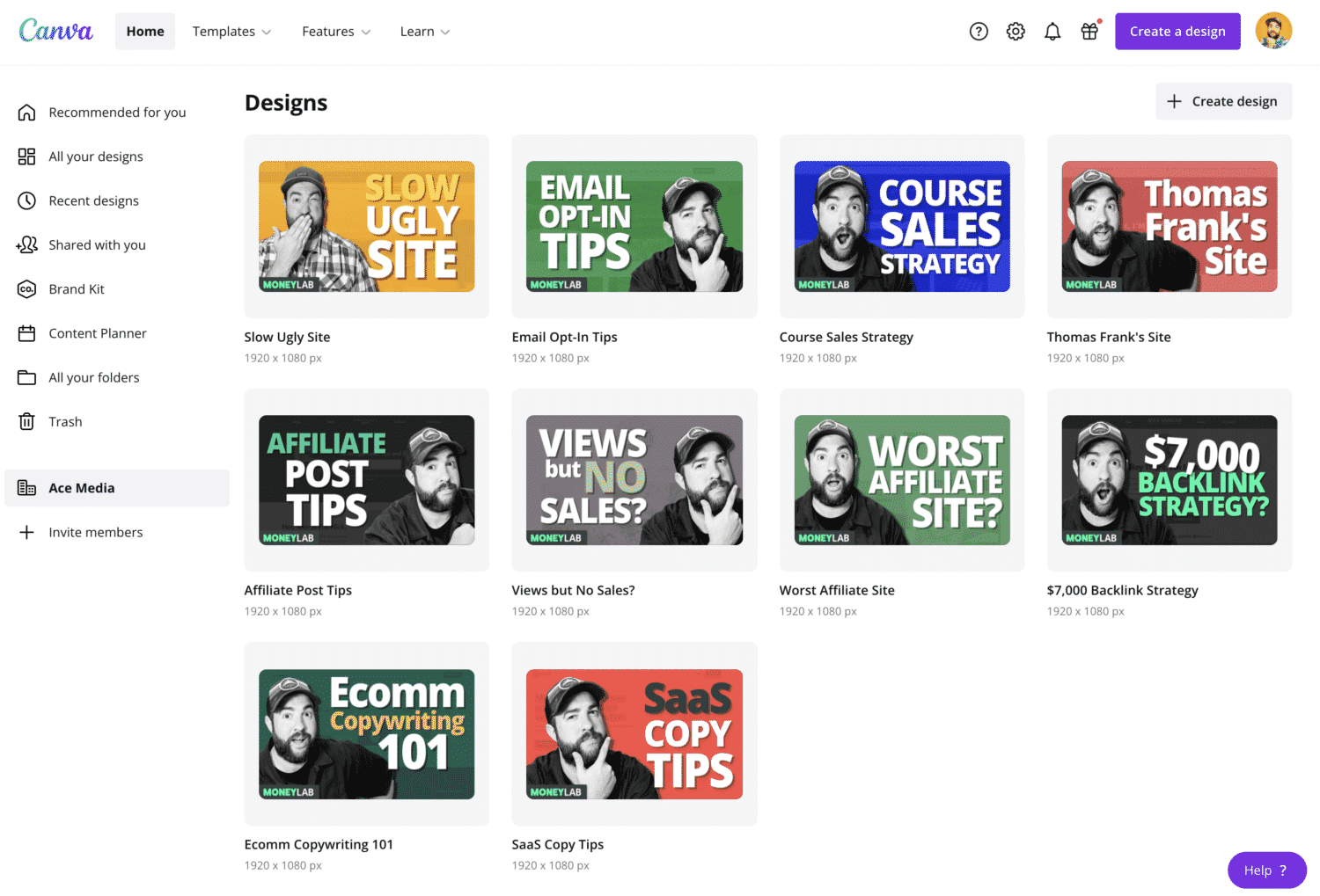 Canva YouTube Thumbnail Designs For Money Lab