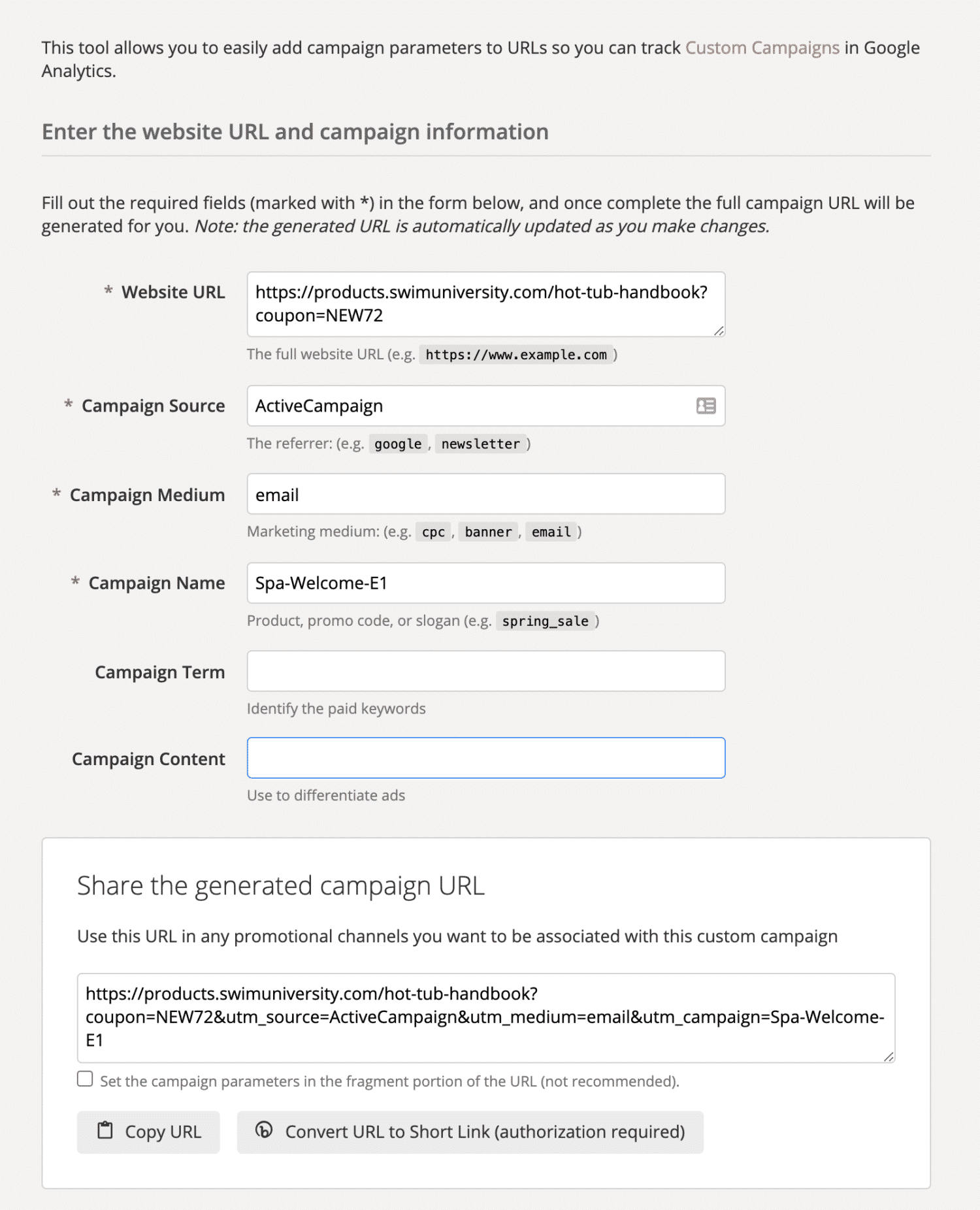 Google Analytics UTM Builder