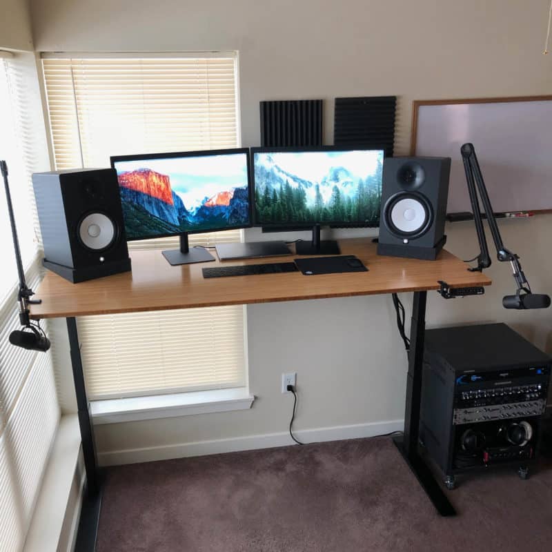 Standing Desk Cable Management with Podcasting Setup