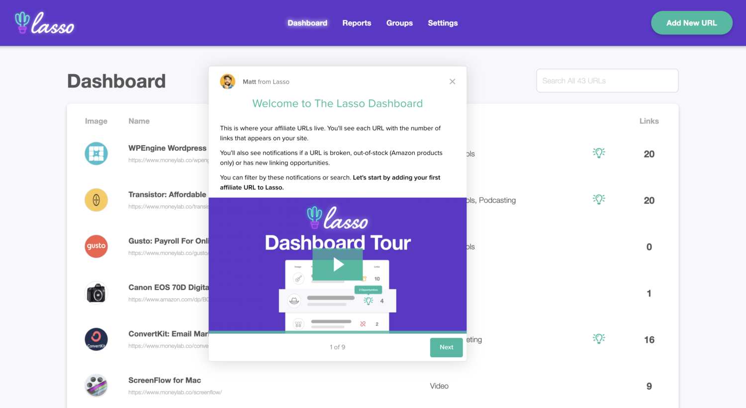 Lasso Dashboard Tour