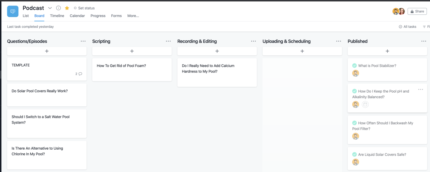 Podcast Workflow in Asana