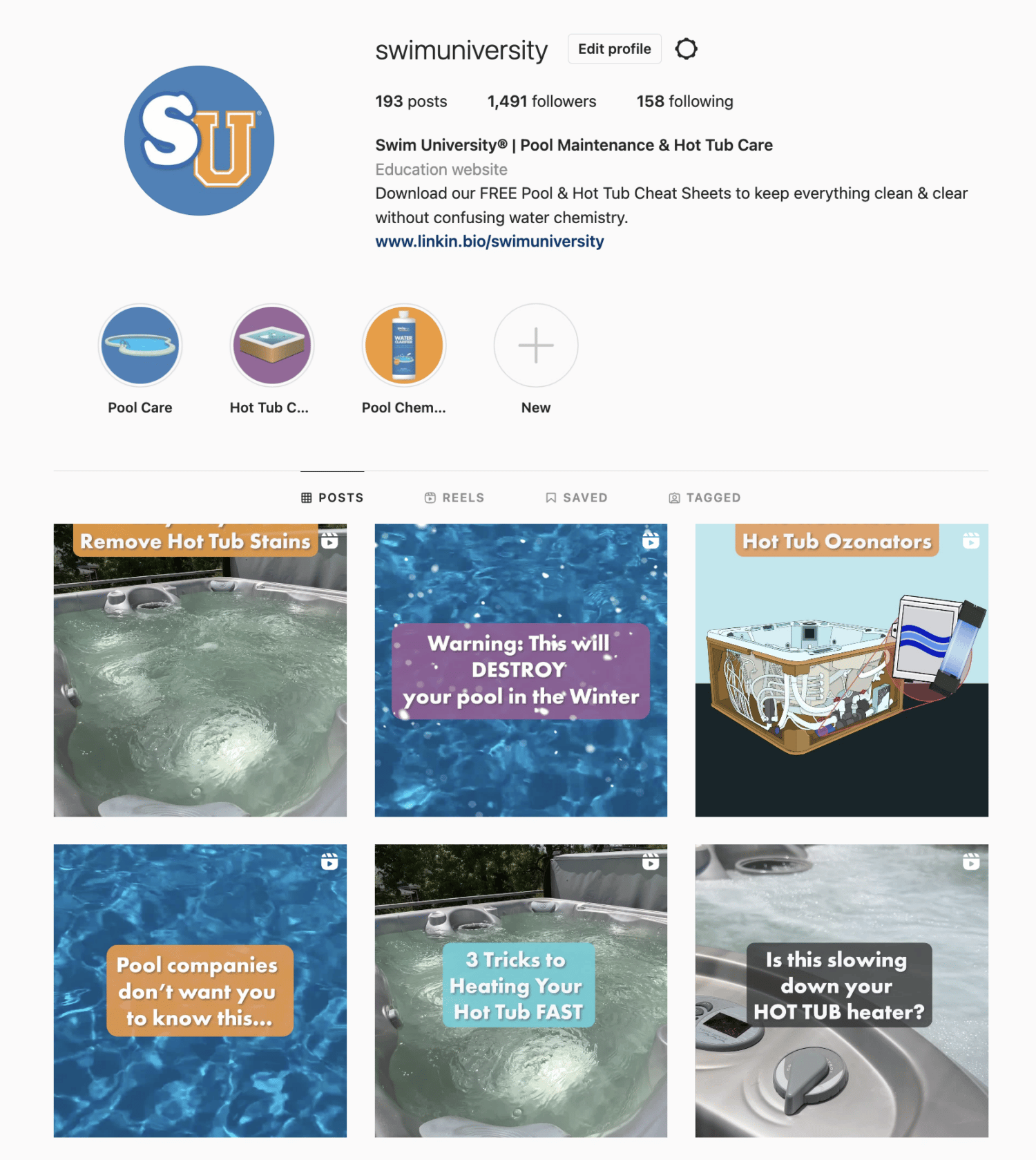 Swim University Instagram 2022