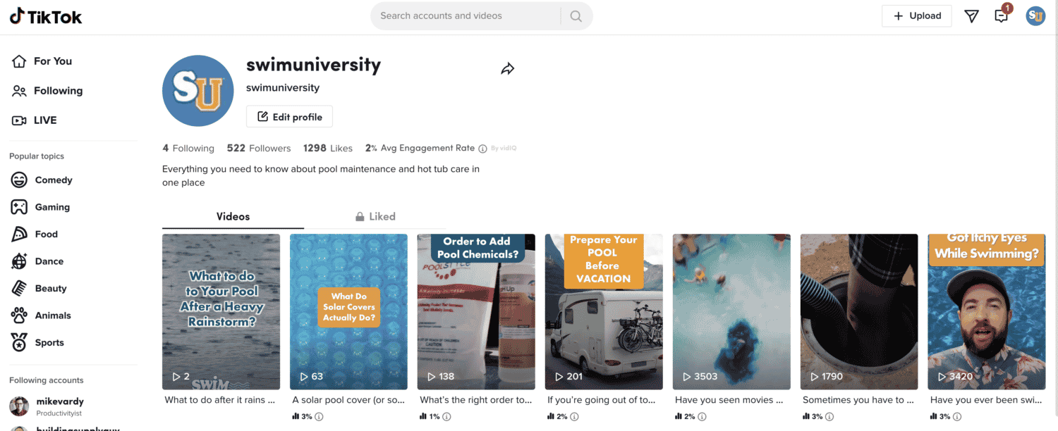 Swim University on TikTok