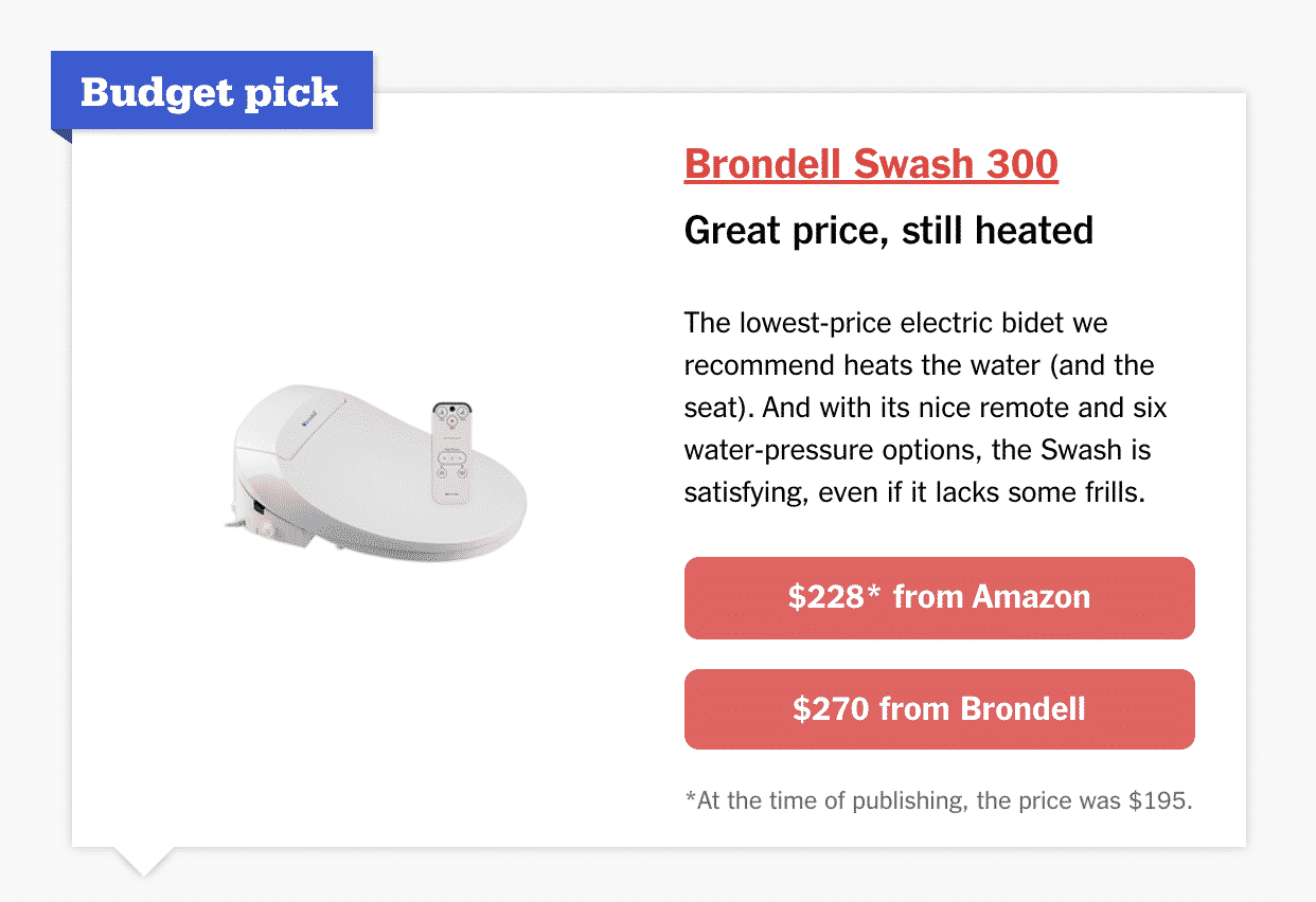 WireCutter Bidet Affiliate Link Display