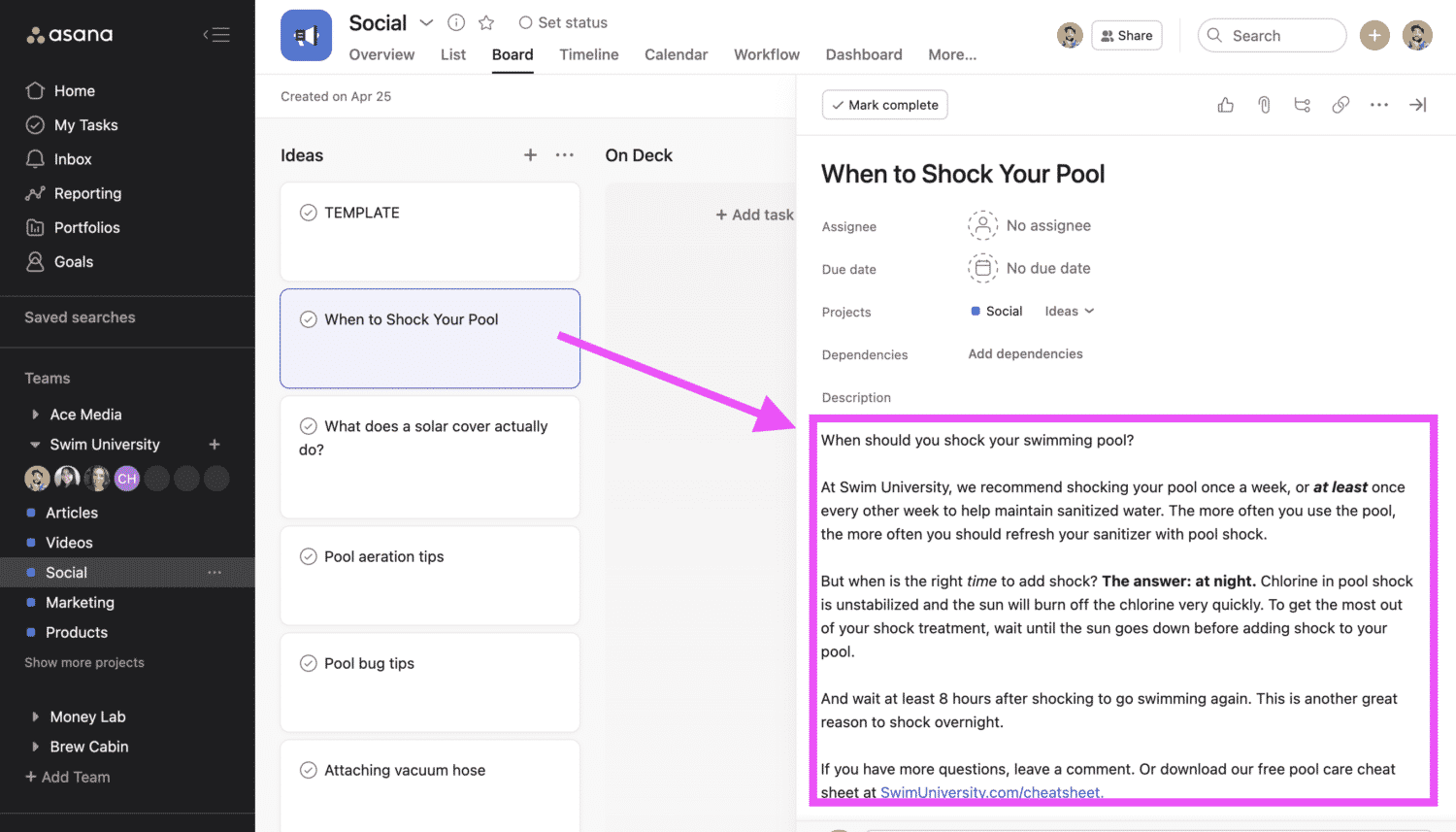 Writing Short Scripts in Asana Cards