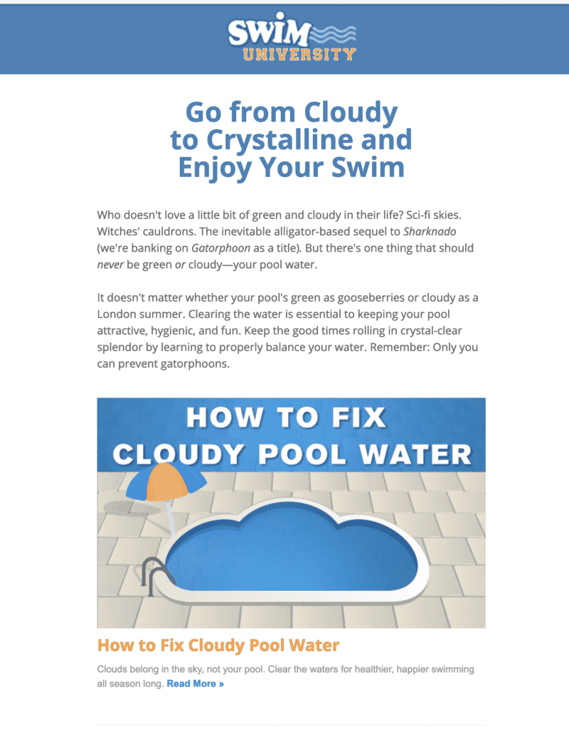 Cloudy Pool Email in MailChimp